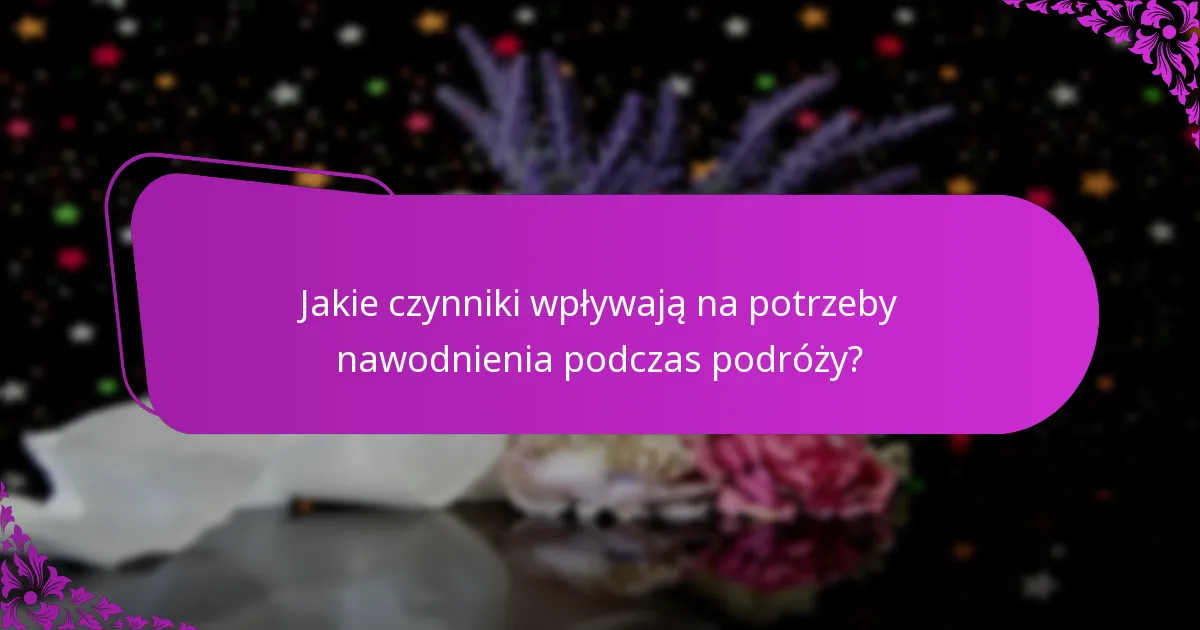 Jakie czynniki wpływają na potrzeby nawodnienia podczas podróży?