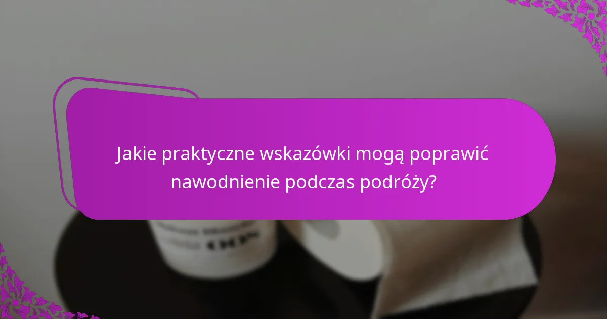 Jakie praktyczne wskazówki mogą poprawić nawodnienie podczas podróży?
