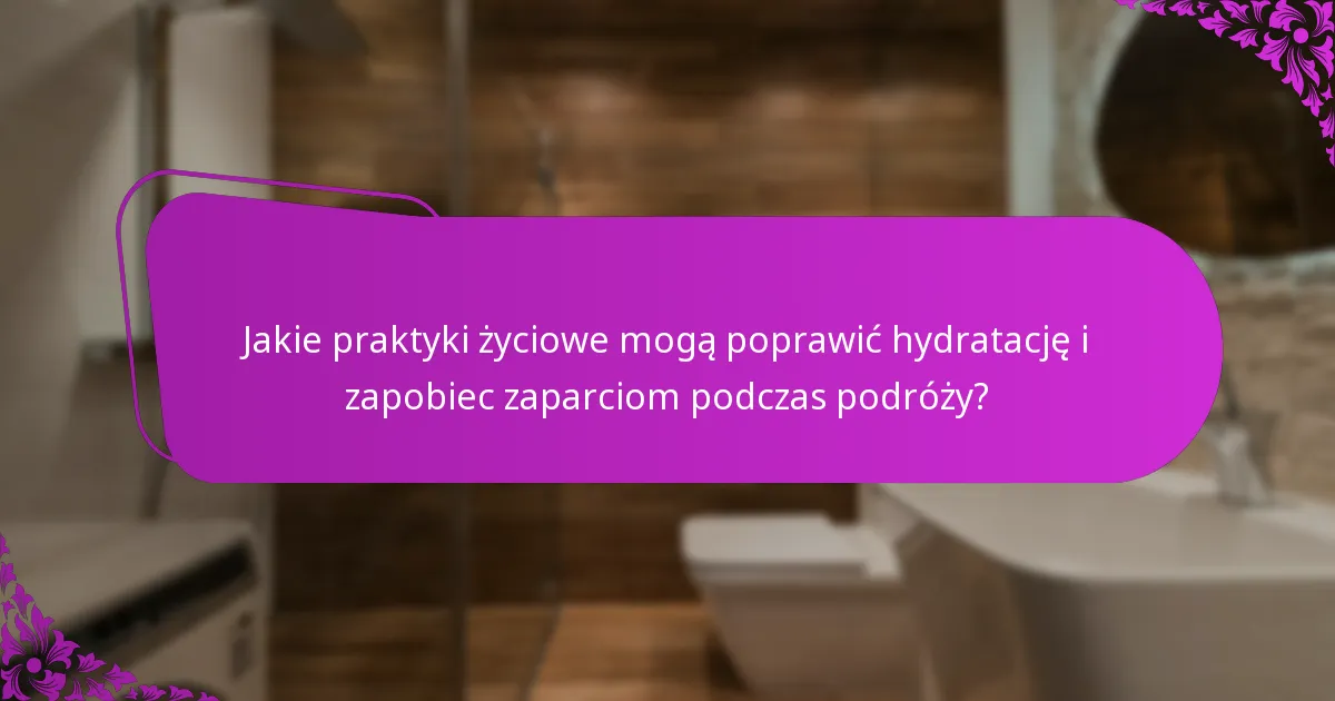 Jakie praktyki życiowe mogą poprawić hydratację i zapobiec zaparciom podczas podróży?