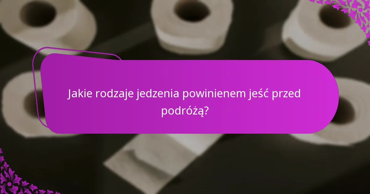 Jakie rodzaje jedzenia powinienem jeść przed podróżą?