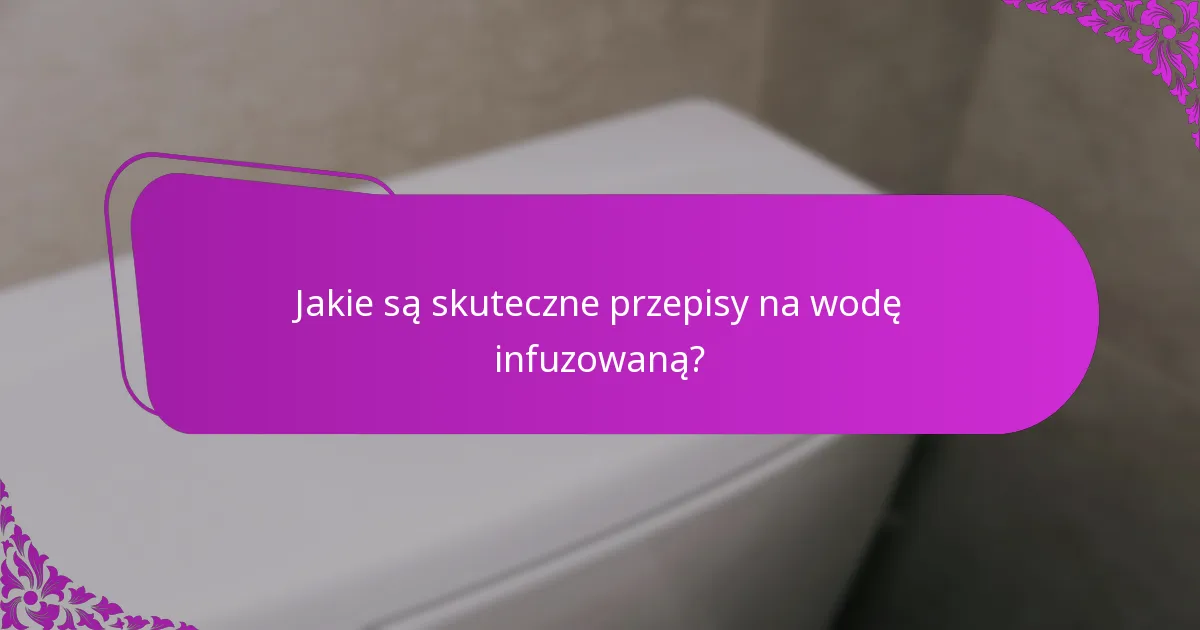 Jakie są skuteczne przepisy na wodę infuzowaną?