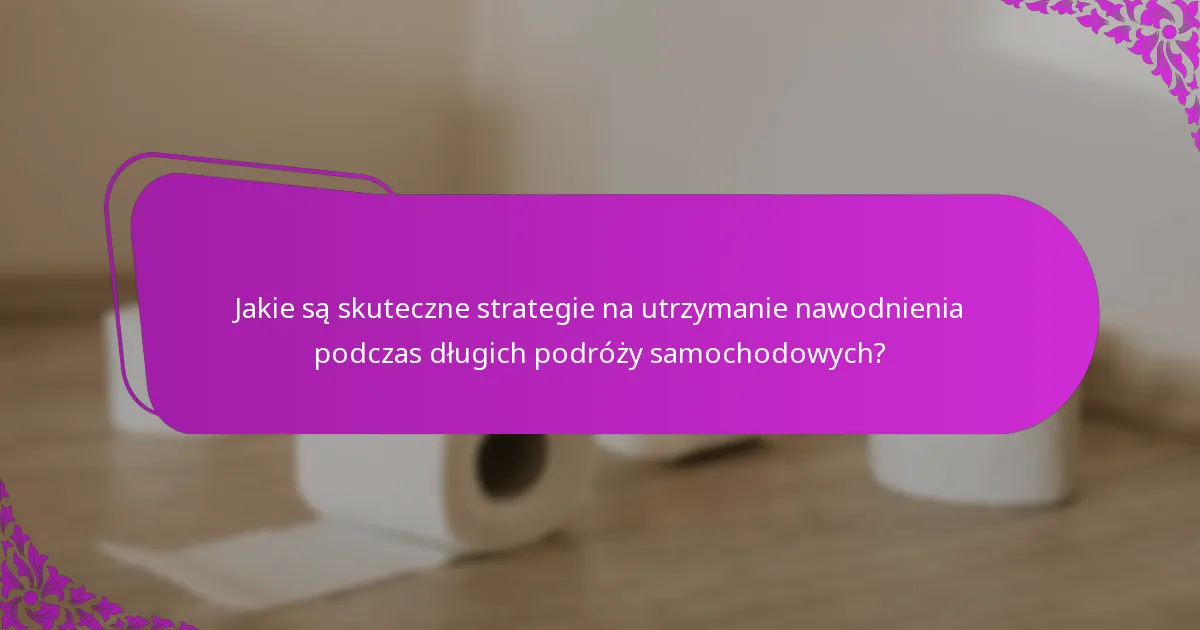 Jakie są skuteczne strategie na utrzymanie nawodnienia podczas długich podróży samochodowych?