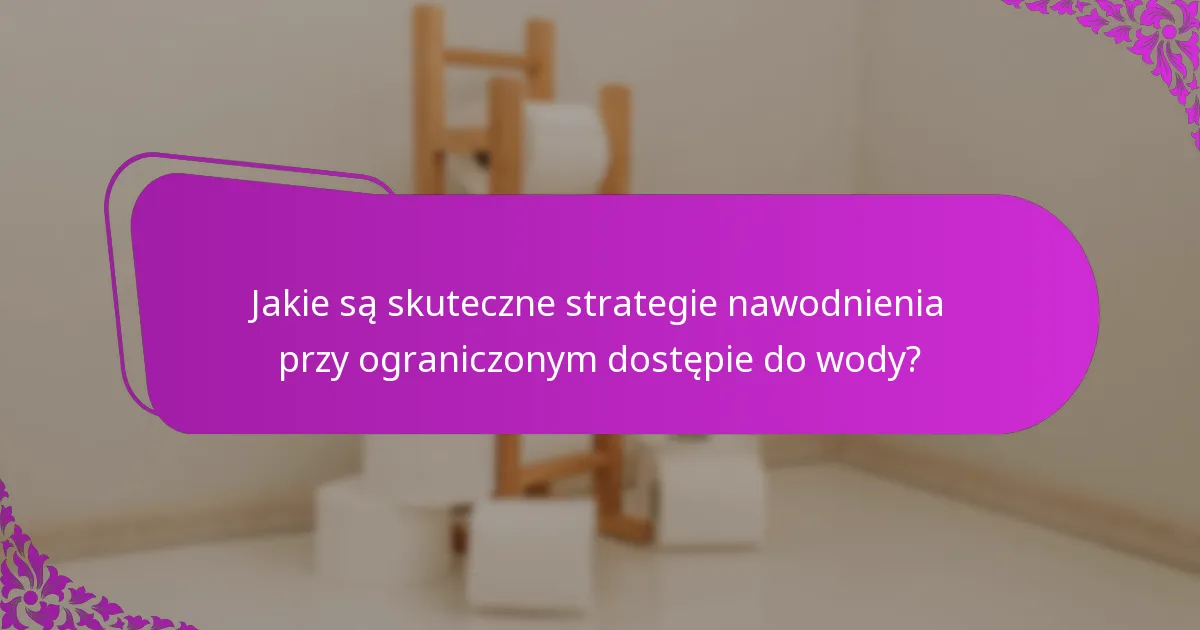 Jakie są skuteczne strategie nawodnienia przy ograniczonym dostępie do wody?
