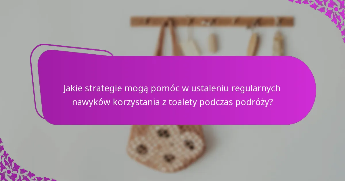 Jakie strategie mogą pomóc w ustaleniu regularnych nawyków korzystania z toalety podczas podróży?