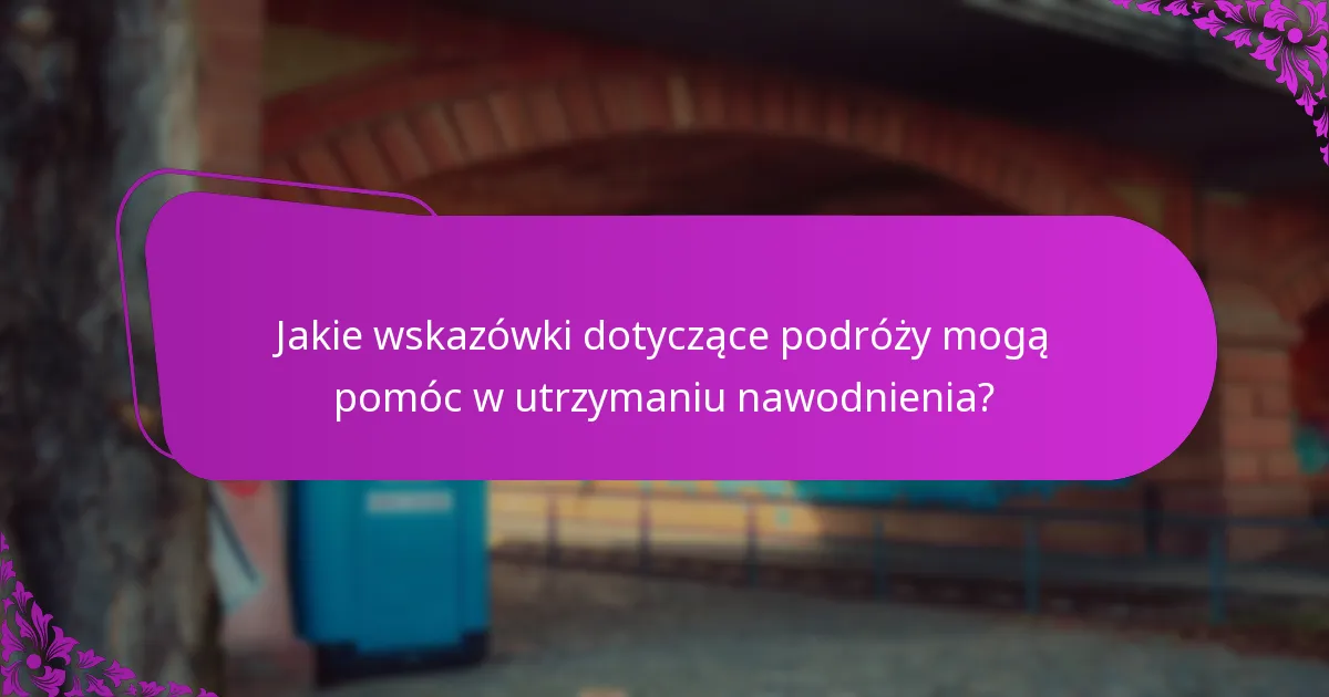 Jakie wskazówki dotyczące podróży mogą pomóc w utrzymaniu nawodnienia?